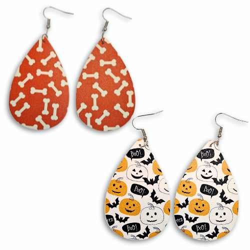 Earrings Earrings - Halloween Bones, Pumpkins, Bats, and Boo Tear Drop - 2 Pack NH32108053|2
