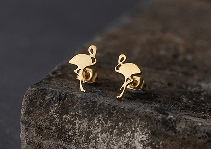 Earrings Flamingo / Gold Earrings - Flamingo - Silver or Gold Plated NI-NHAKJ331425-E021788