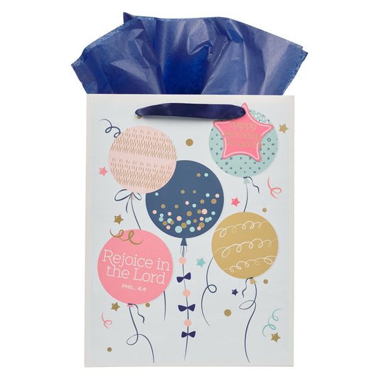 Gift Bags Gift Bag - Large - Rejoice Colorful Balloons - With Tissue Paper CA-GBA399