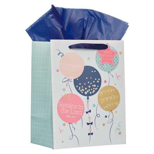 Gift Bags Gift Bag - Large - Rejoice Colorful Balloons - With Tissue Paper CA-GBA399