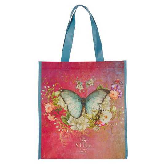 Shopping Totes Tote Bag - Be Still Butterfly - Pink Reusable Grocery/Gift Bag CA-TOT174