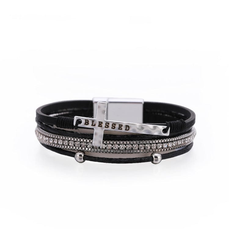 Bracelet Black Bracelet - Blessed Cross Magnetic Multilayer Bracelet - Grey, Beige, Black, or Brown NI-NHBD356535