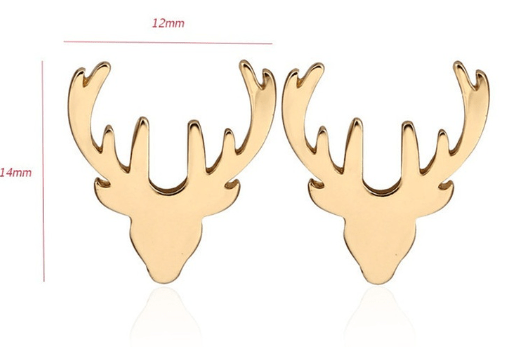 Earrings Earrings - Reindeer Studs - Silver or Gold Plated