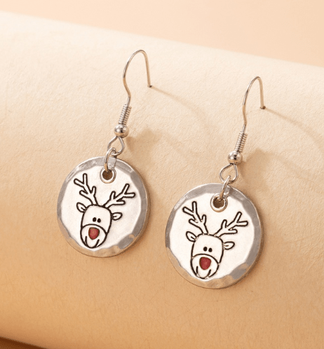 Earrings Earrings - Silver Christmas Reindeer Earrings NI-NHGY441680
