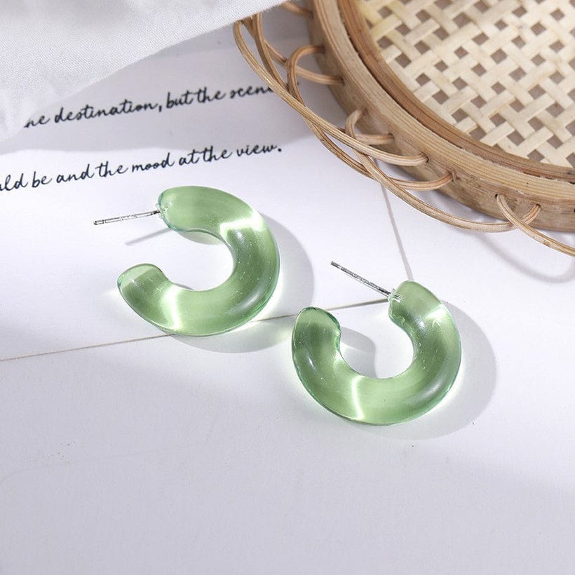 Earrings Light Green Earrings - Transparent C-Shaped Candy Color Acrylic Crystal Color Earrings NJ-NH4604871