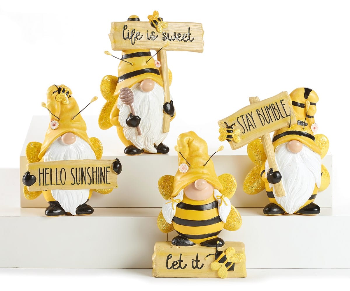 Bee Gnome Sentiment Figurines - 4 Different Styles