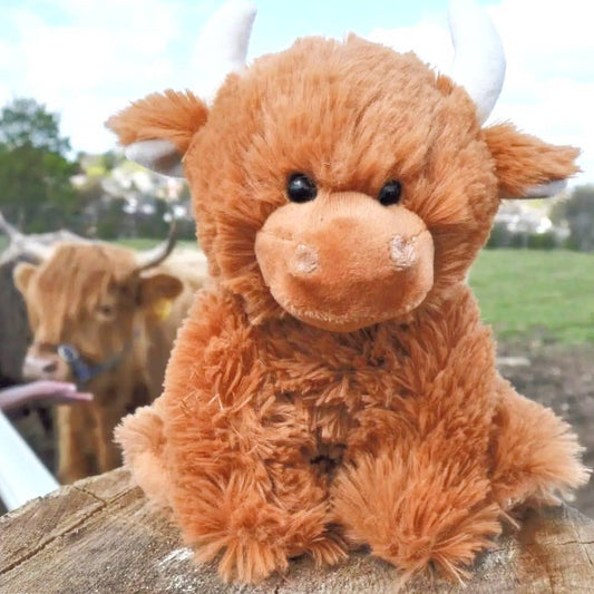Stuffed Animals Scottish Highland Cow Super Soft Toy - Small Brown - 8 inch JO-MRT80254-7