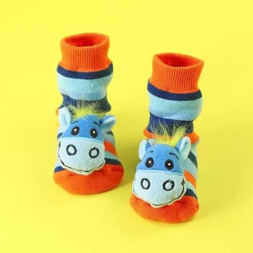 Baby & Toddler Donkey Non-Skid Stripped Baby Slipper Socks - 0 to 24 Months - Various Animals
