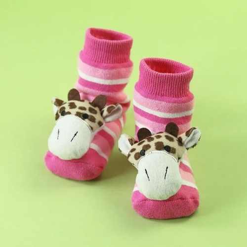 Baby & Toddler Giraffe Non-Skid Stripped Baby Slipper Socks - 0 to 24 Months - Various Animals