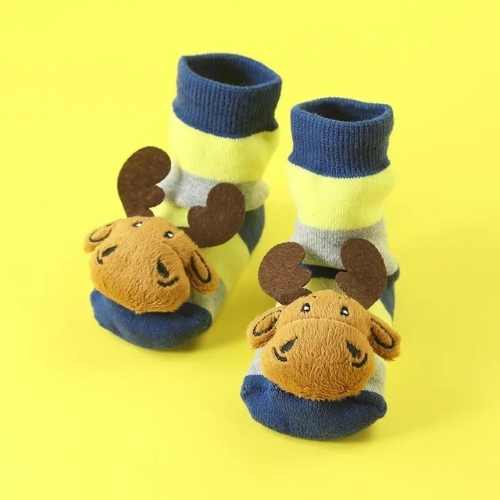 Baby & Toddler Moose Non-Skid Stripped Baby Slipper Socks - 0 to 24 Months - Various Animals