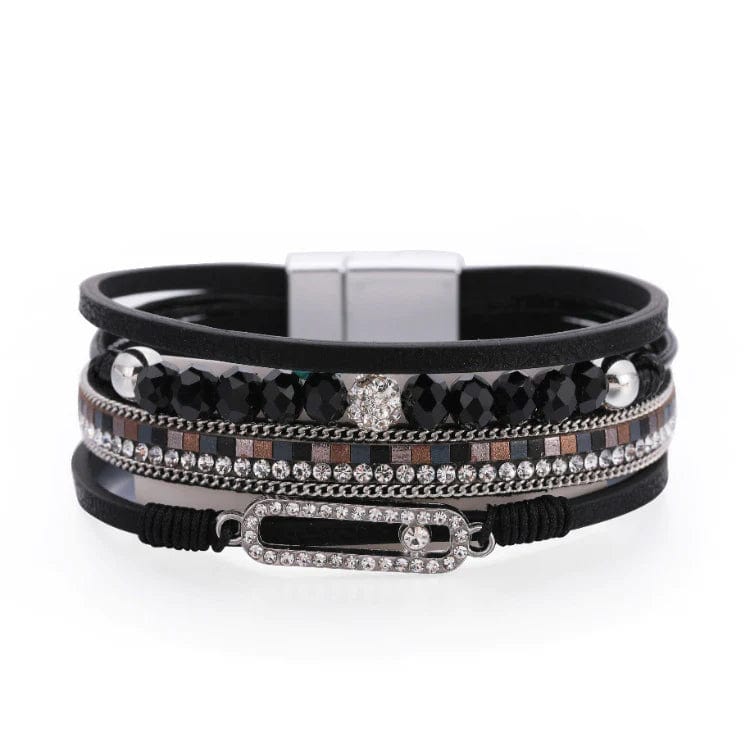 Bracelet Bracelet - Boho Magnetic Multilayer Bracelet - Grey, Black, or Brown