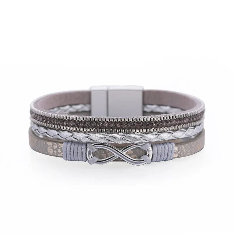 Bracelet Bracelet - Infinity Magnetic Multilayer Bracelet - Grey, Beige