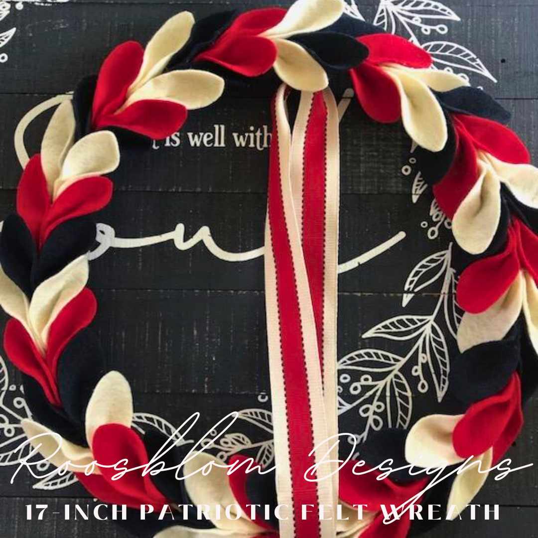 Decor Roosblom Designs' 17-Inch Luxurious Felt Patriotic Petal Wreath RD-Wreath-Patriotic Petal