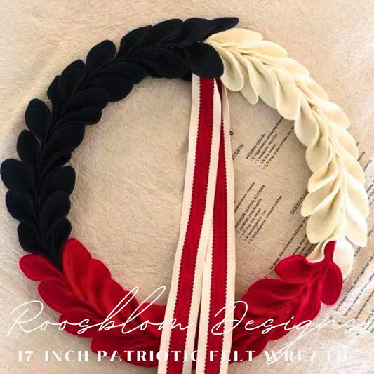 Decor Roosblom Designs' 17-Inch Luxurious Felt Tri-Color Patriotic Petal Wreath RD-Wreath- Emb Hoop Divided RBC