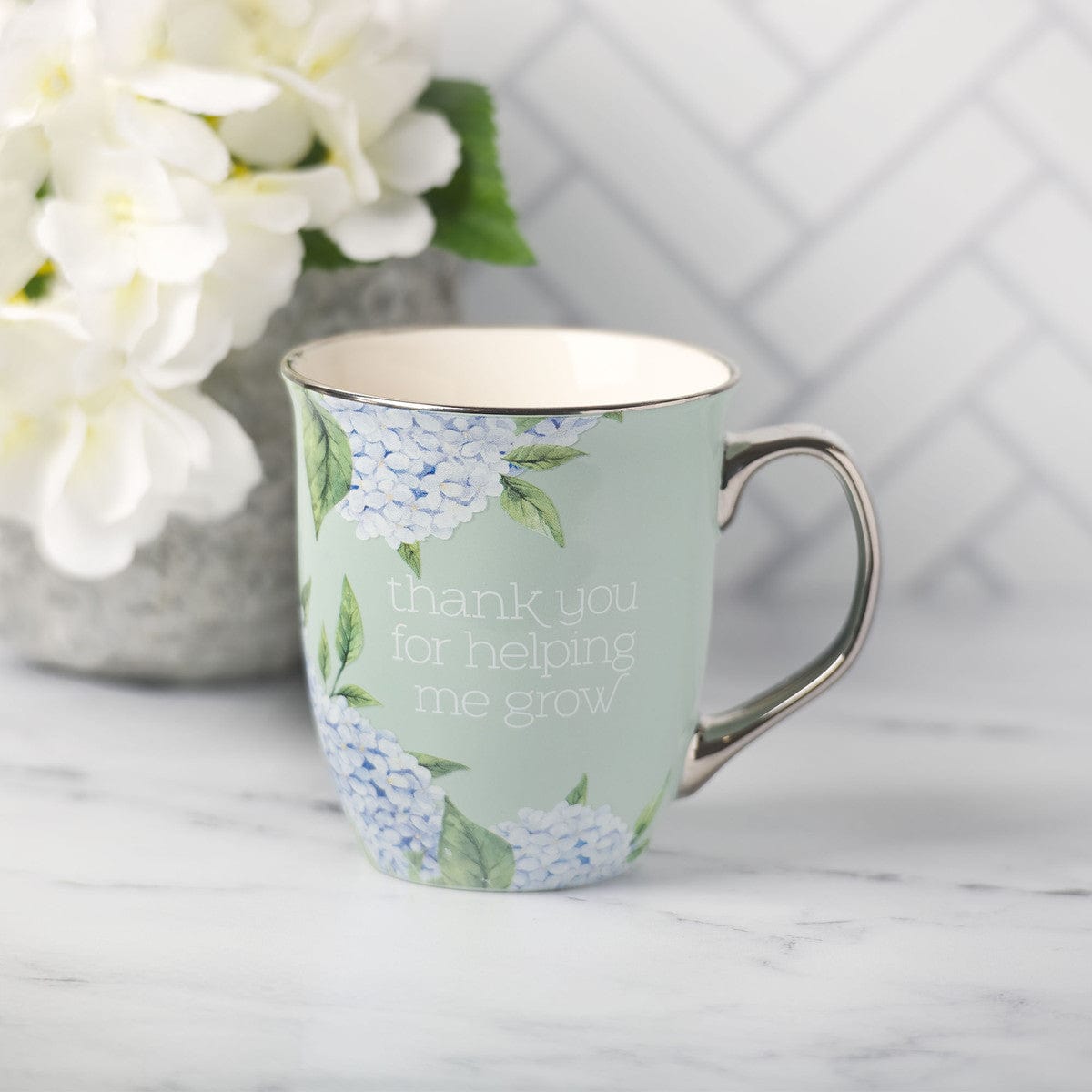 Drinkware Coffee Mug - Thank You For Helping Me Grow - Hydrangea Blooms Ceramic Coffee/Tea Cup CA-MUG985