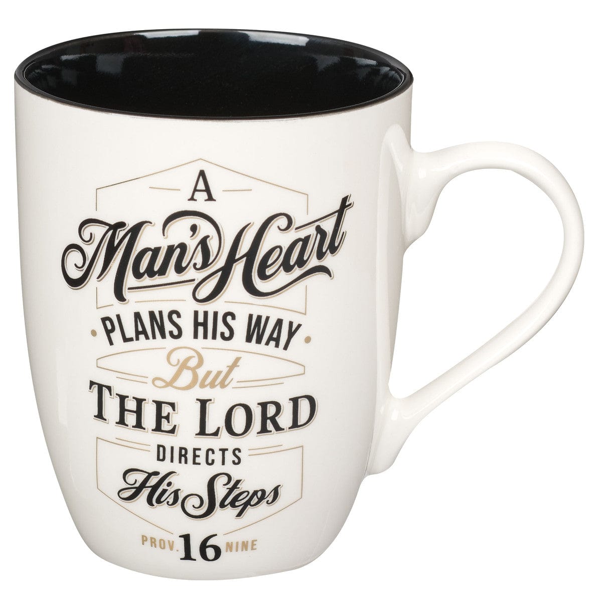 Drinkware Coffee Mug - The Lord Directs His Steps Proverbs 16:9 - Black and White Ceramic Coffee/Tea Cup CA-MUG1068