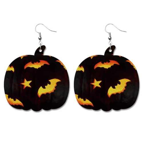 Earrings Earring - Pumpkin - Black & Yellow Bats NH33518690-8
