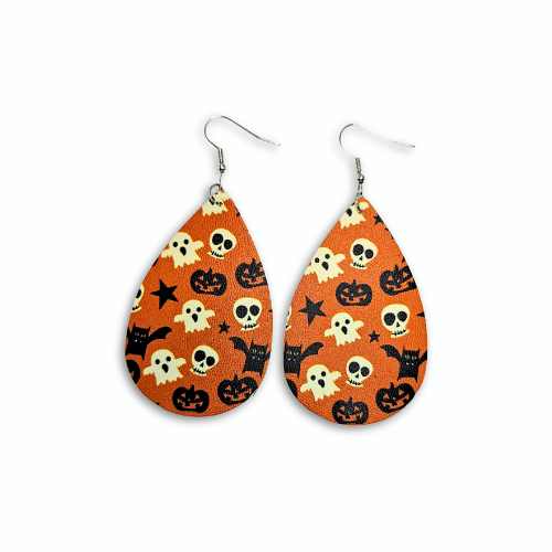 Earrings Earrings - Halloween Skulls, Ghosts, Pumpkins Bats and Witches Cauldrons Tear Drop - 2 Pack NH32108053|4