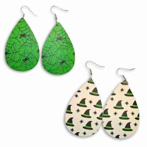 Earrings Earrings - Halloween Spiders and Witches Hats Tear Drop - 2 Pack NH32108053|3