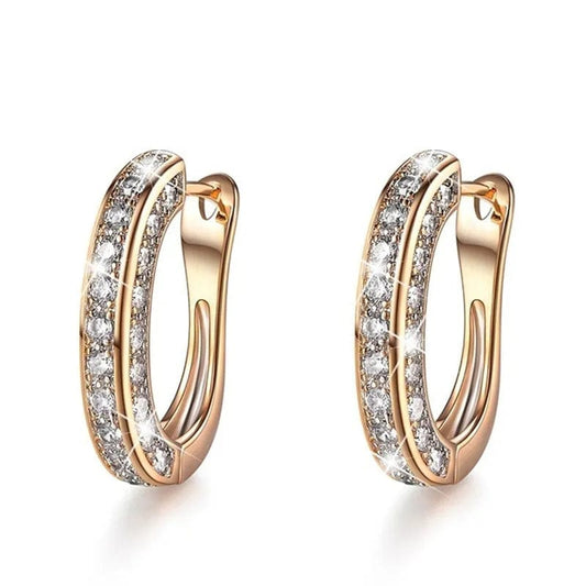 Earrings Earrings - Rhinestone Buckle Earrings - Silver, Gold, or Rose Gold