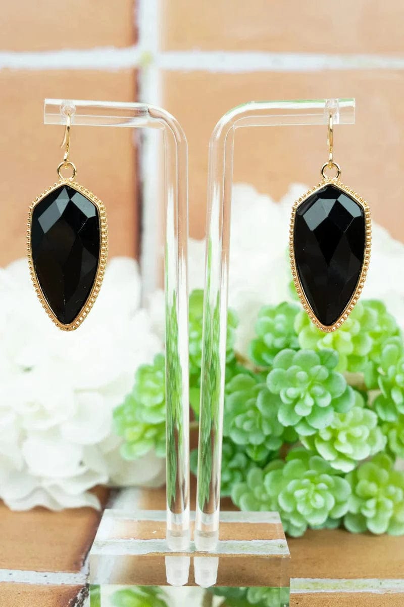 Earrings Earrings - Shimmering Petal Gold-Tone Earrings - Black