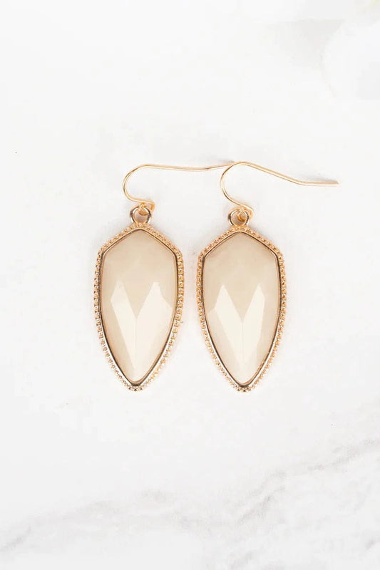 Earrings Earrings - Shimmering Petal Gold-Tone Earrings - Ivory