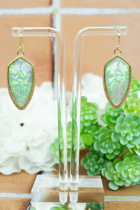 Earrings Earrings - Shimmering Petal Gold-Tone Earrings - Mint Opal