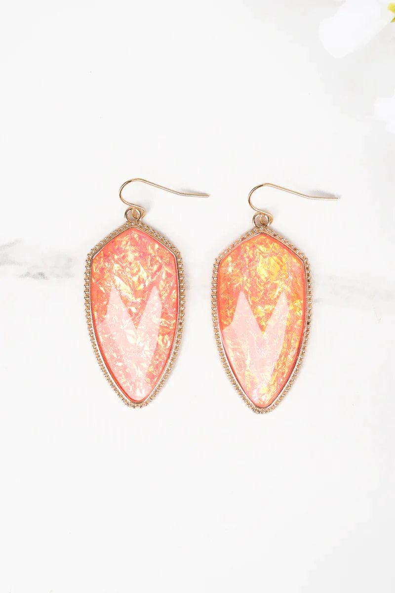 Earrings Earrings - Shimmering Petal Gold-Tone Earrings - Peach Opal