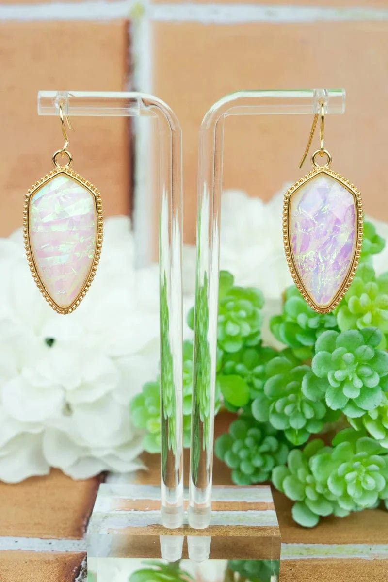 Earrings Earrings - Shimmering Petal Gold-Tone Earrings - White Opal