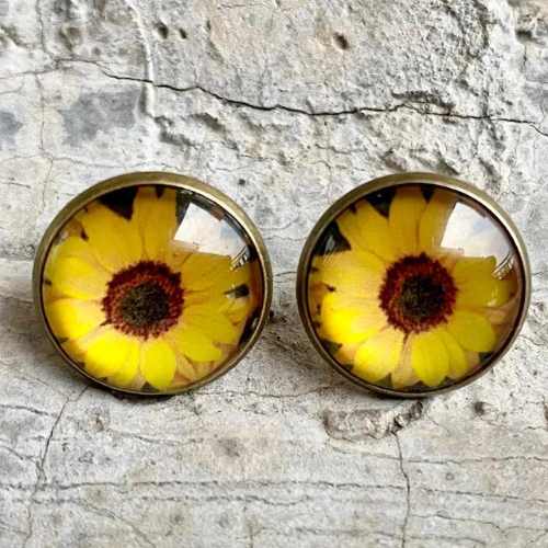 Earrings Earrings - Sunflower Earrings -  Inlay Glass Stone Women's Ear Studs NH10149824-Sun