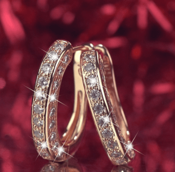 Earrings Gold Earrings - Rhinestone Buckle Earrings - Silver, Gold, or Rose Gold NI-NHLDXD1504737