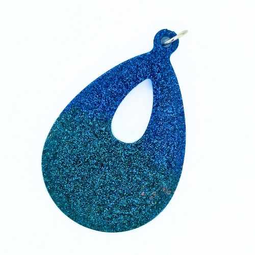 Earrings Pendant - Teal and Blue Ombre - Kresin Kreations