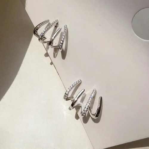 Earrings Silver Earrings - Multiple Hoop Stud Earrings - Gold or Silver NI-NHMEY1485905