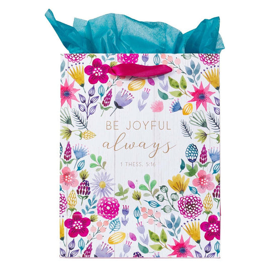 Gift Bags Gift Bag - Medium - Be Joyful Always - Multicolored - With Tissue Paper CA-GBA265