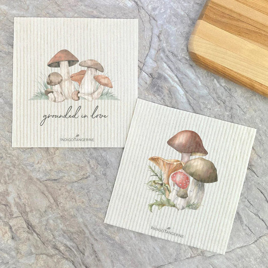 Household Cleaning Products Swedish Dishcloth - Forest Mushrooms/Grounded in Love - 2 Pack AL-IT-SDC-01672