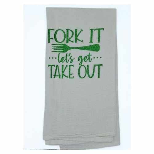 Kitchen Towels Kitchen Towel - Fork It Let's Get Take Out - Kresin Kreations KK-Towel-FRKIT-GRN