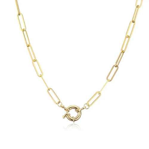 Necklace Gold Necklace - 18K Gold Plated Paper Clip Clasp Necklace - Gold/White Gold