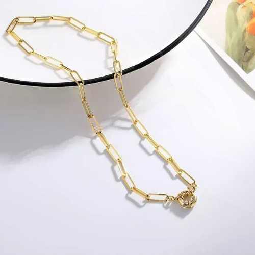 Necklace Necklace - 18K Gold Plated Paper Clip Clasp Necklace - Gold/White Gold