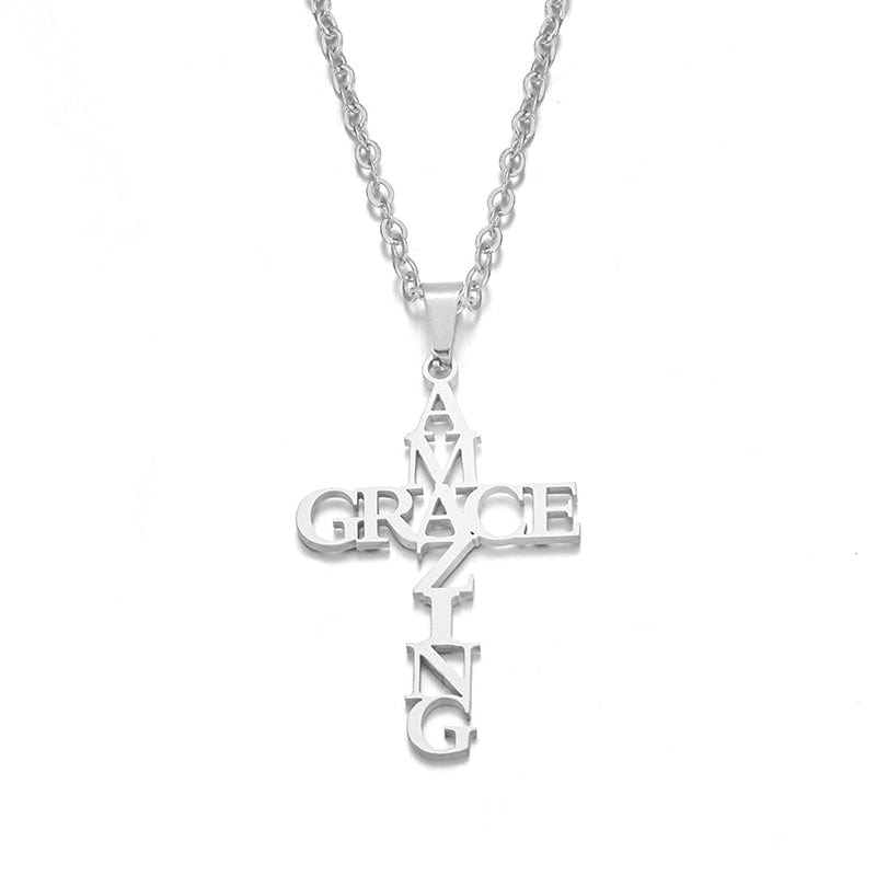 Necklace Necklace - Amazing Grace Pendant and Chain Necklace - Silver