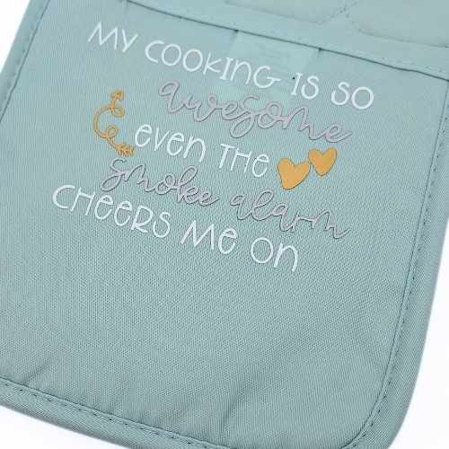Oven Mitts & Pot Holders Pot Holder - My Cooking is so Awesome - Kresin Kreations KK-MyCkngAwsm-Teal