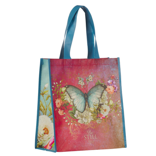 Shopping Totes Tote Bag - Be Still Butterfly - Pink Reusable Grocery/Gift Bag CA-TOT174