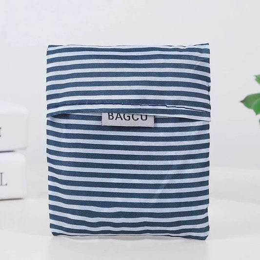 Tote Bag Blue & White Stripe Tote Bag - Large Reusable Foldable Washable Grocery Shopping Bags - Various Prints
