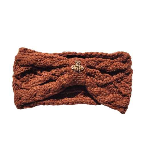 accessories Brown/Bee Acrylic Knit Headband - 2 Colors - Black/Butterfly & Brown/Bee GC - 473736
