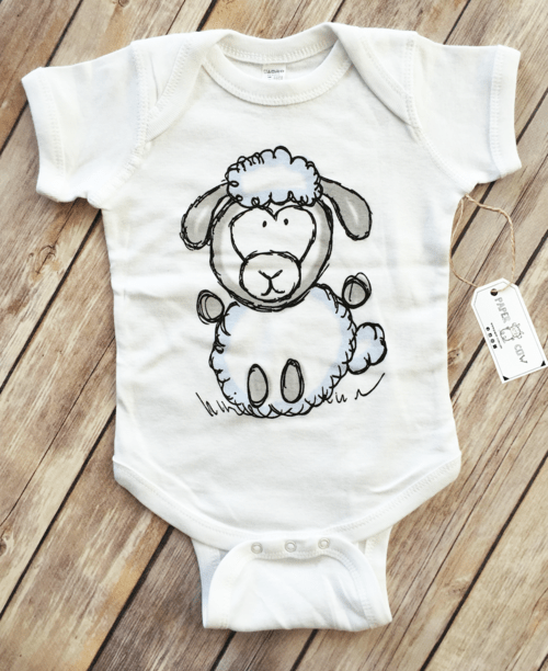 Baby & Toddler 6 Month / White Lucy Sheep Baby Bodysuit PC-LUCY-6