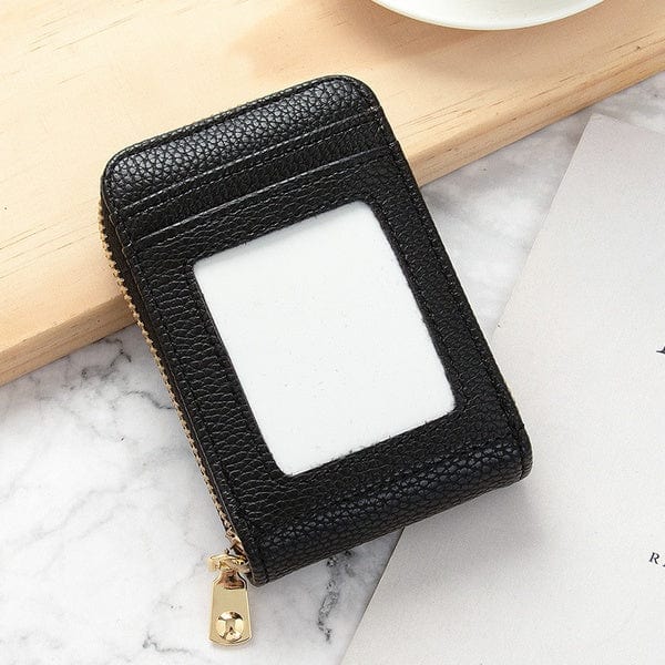 Black Wallet - Compact Card Holder - Vertical Wallet