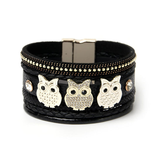 Bracelet Black Bracelet - Owl Magnetic Multilayer Bracelet - Black or Beige NHBD1431423-Black