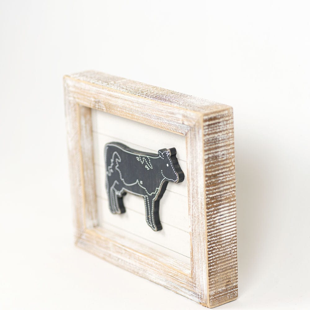 Decor Cow/Dairy Two-Sided Wood Framed Decor (Grass-Fed Sweet Cream Dairy...), 12" x 10" x 2"  White/Gray/Tan AC-15656