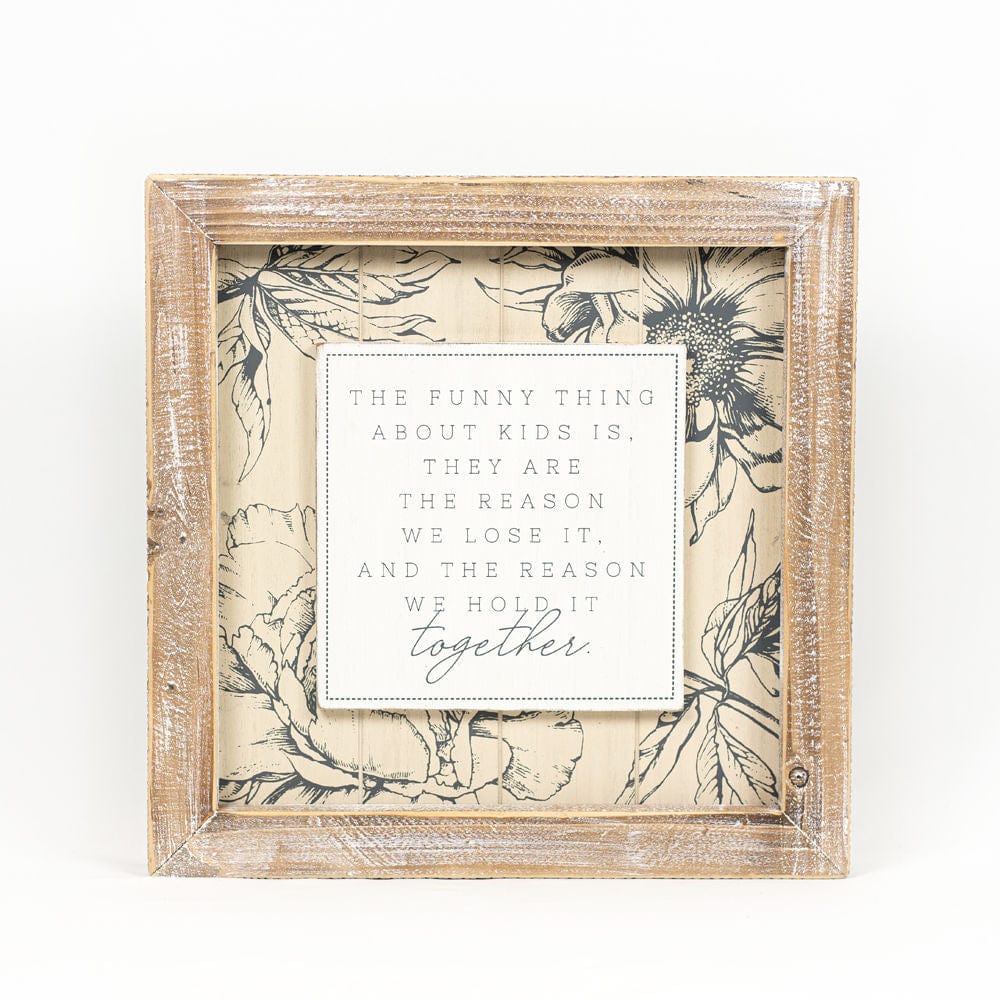 Decor Mother Two-Sided Wood Framed Decor (I am proud of the many things...), 14" x 14" x 2"  White/Gray/Tan AC-15692