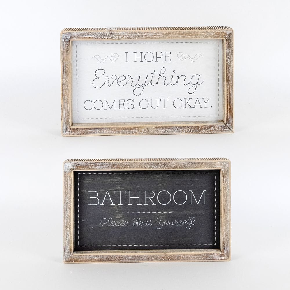 Decor Reversible Wooden Sign (SEAT/HOPE) 10x6x1.5 wh/gy AC-15610