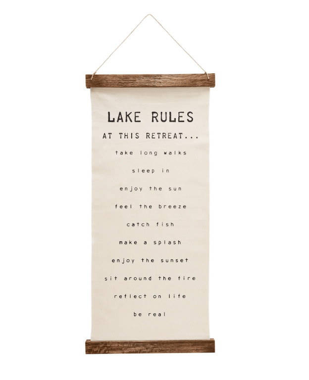 Wall Decor Lake Rules Hanging Canvas Mud Pie – Dotty's Farmhouse